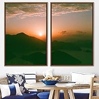 2 Piece Framed Canvas Wall Art Sunset in The Mountains Canvas Prints Home Artwork Decoration for Living Room,Bedroom - 16