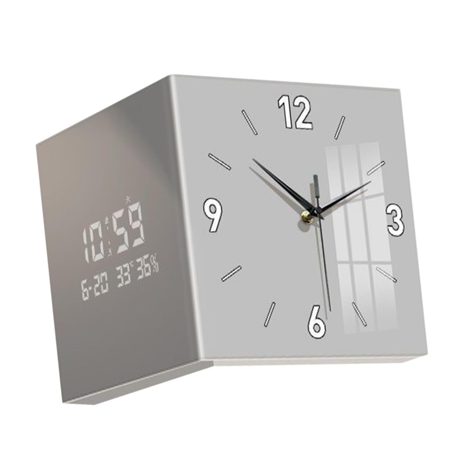 Orologio da Parete bifacciale angolare Attraente per Ufficio, Elegante, Che valorizza Qualsiasi Spazio con per Eleganza, Mentre L'Altro Lato Offre Schermo Digitale, Grigio, 30x30x30cm
