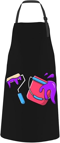 Miniatura 8 de Pinceles de rodillo de pintura y cubos de pintura delantales para hombres y mujeres con bolsillos, delantal ajustable resistente al agua y al aceite