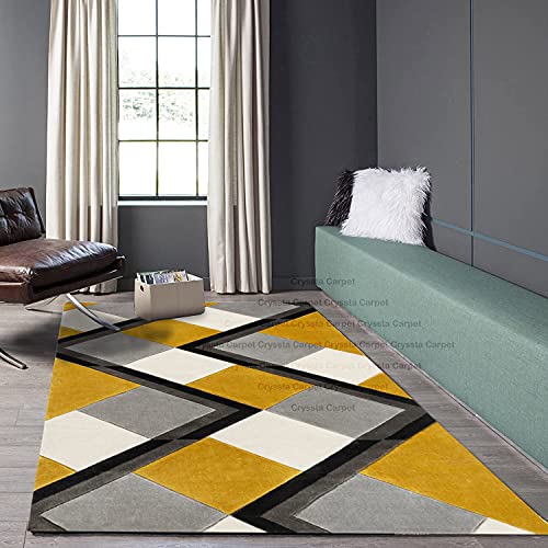 Image of Soft Woolen Modern Collection Tufted Carpet for Living Room Bedroom and Hall Size 9 x 12 Feet Color Yellow & Multi