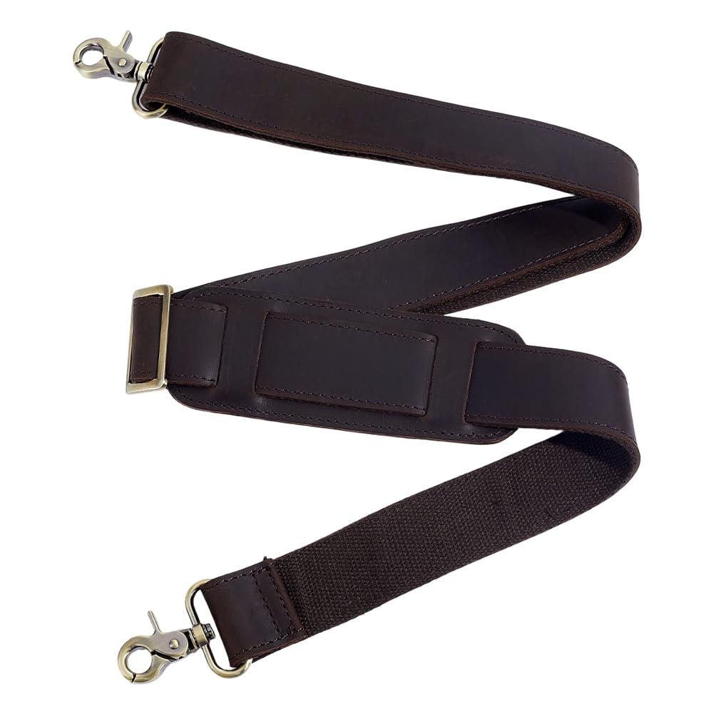 Correas de hombro de cuero, correa ajustable de repuesto para bolsa cruzada de 40 a 62 pulgadas, ajuste cómodo, acolchado con ganchos giratorios de metal para correas de equipaje