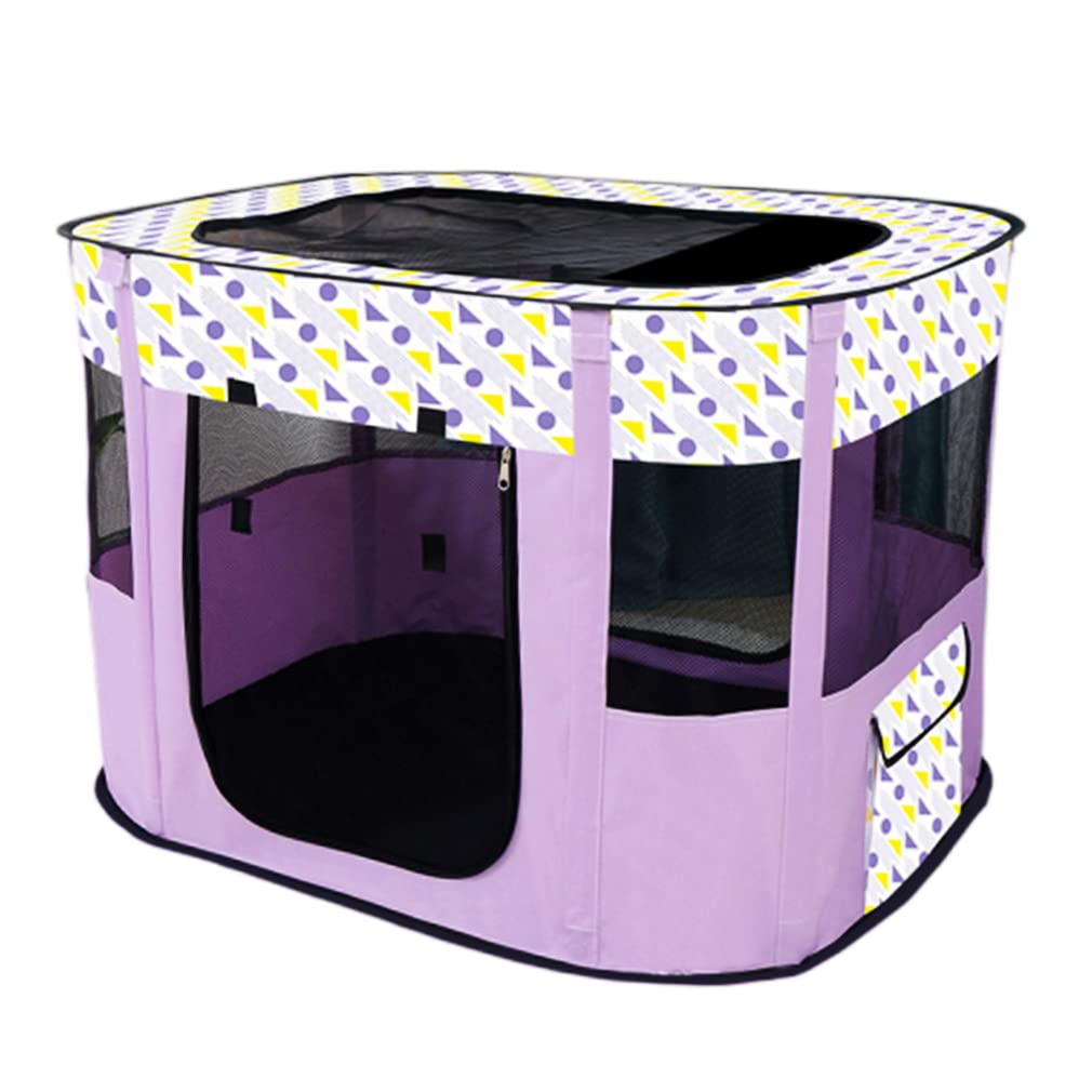 Floving Cerca Plegable portátil para Mascotas,corralito Rectangular para Perros,Cama para Gatos,Cueva para Gatos,perreras para Cachorros, Tienda para Mascotas Cerrada (Violeta, M/80 x 60 cm)