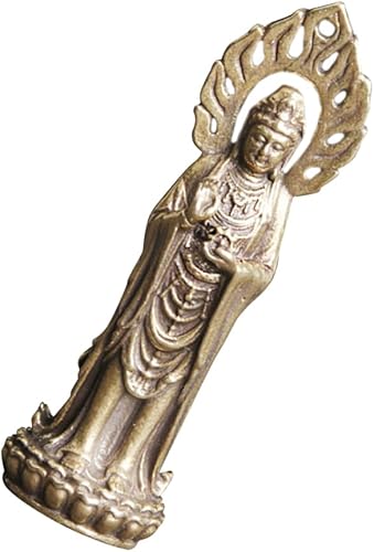 Miniatura 9 de EXCEART Estatua de Buda Yin Feng Shui – Escultura budista de latón Kuan Yin Mini atrae riqueza, prosperidad y suerte, decoración budista