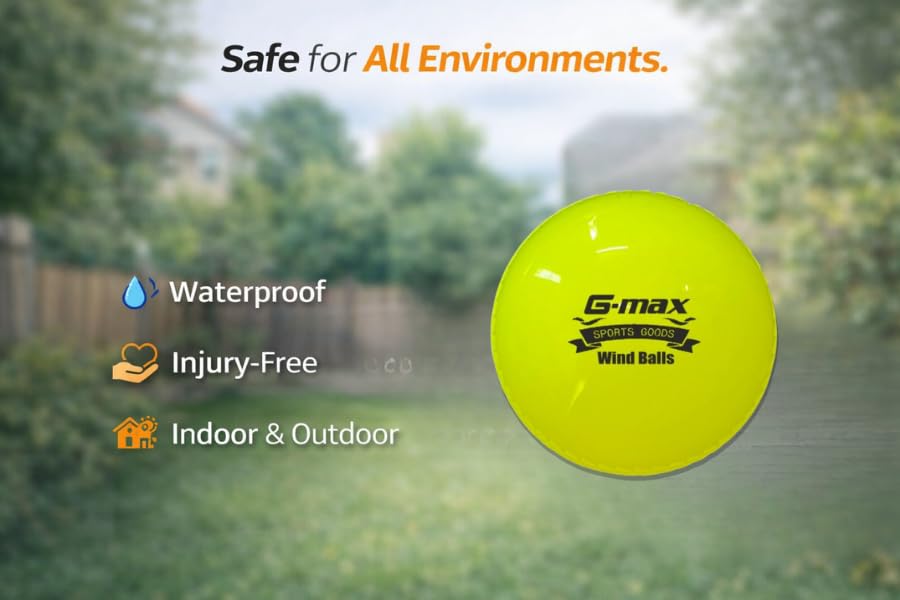 Image of G-Max Soft PVC Cricket Wind Balls | Orange |Pink| Yellow | Indoor & Outdoor Practice Ball | Street, Beach & Training Cricket | Pack of 6