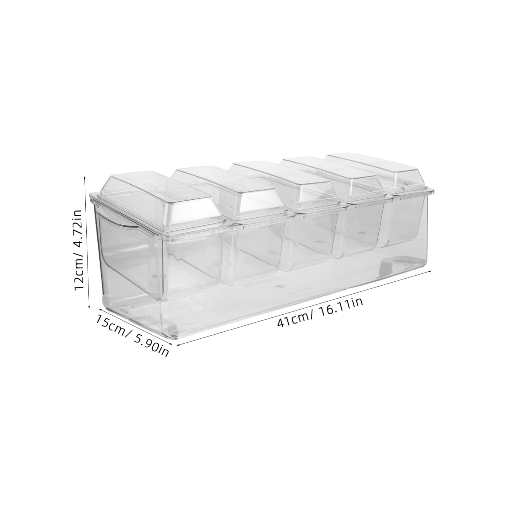 OFFSCH 5 Compartment Salad Storage Box Food-grade Plastic for Chilled Fruit Appetizer Serving Garnish Holder Accessory