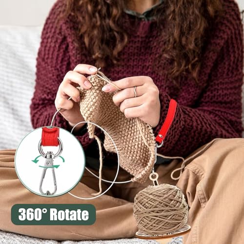 Image of Fettrey Portable Wrist Yarn Holder with Leather Strap,Yarn Storage Spinner | Knitting and Crocheting Craft Tool for Crochet Trave