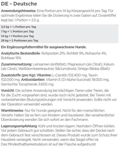 maxxipaws maxxicardio Herz- und Kreislauf Ergänzungsfuttermittel in Pulverform für Hunde, 90 g