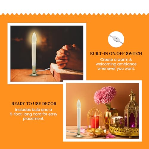 Creative Hobbies B00AC60UJI ® Electric Window Candle Lamp With Brass Plated Base, On/Off Switch, Light Bulb thumb #2