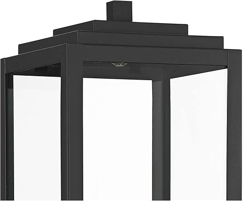 Miniatura 7 de John Timberland Titan - Moderna lámpara de poste para exteriores, color negro místico, panel de vidrio transparente de 21 3/4 pulgadas, para