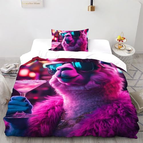 Housse de couette single 135x200cm animaux imprimé 3d en microfibre - 2