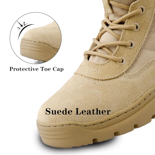 Image of Military Tactical Combat Boots for Men Side Zipper Army Police Work Boots Anti-slip for Security Duty Desert
