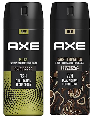 AXE Dark Temptation Deodorant, 150ml and Pulse Long Lasting Deodorant Body Spray for Men, 150ml AXE Dark Temptation Deodorant, 150ml and Pulse Long Lasting Deodorant Body Spray for Men, 150ml