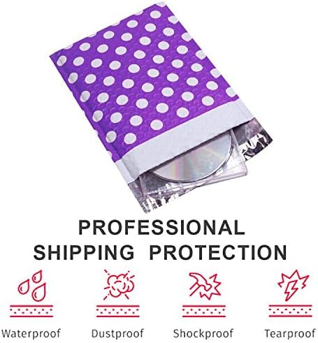 UCGOU Bubble Mailers 6x10 Inch Purple Dot 25 Pack Poly Padded Envelopes Small Business Mailing Packages Self Seal Adhesive Waterproof Boutique Shipping Bags for Jewelry Makeup Supplies #0