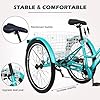 ABORON Adult Mountain Tricycle, 7-Speed 3-Wheel Mountain Bikes 24/26/27.5inch Available, Front Suspension, Disc Brake (Step-Through Cyan, 24" Wheels) #4