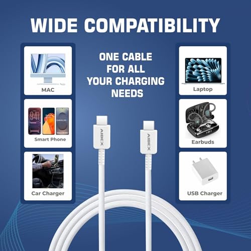 Image of Samsung Superfast Compatible 25W Type C to C Charging Cable High Speed Data Transfer Compatible with Samsung M35 /M15 /F15 /A15 /A14 /M14 /F14 /M34 /F34 /A34 /A54 /S21 Fe /S22 /S23 /S24 /S25Plus Ultra,Tablet-White