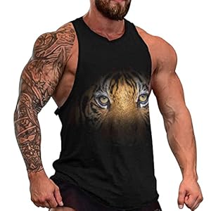 Tijger gezicht op zwart mannen Gym Spier Tank Top Bodybuilding Workout Mouwloos T-shirt