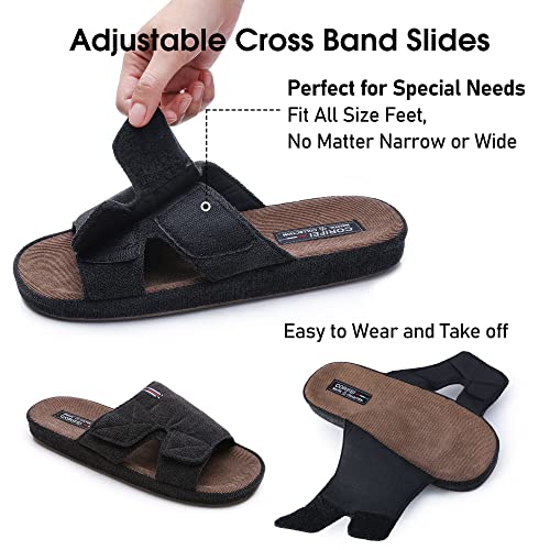 Image of House Slippers for Men Open Toe with Low Arch Support Rubber Sole