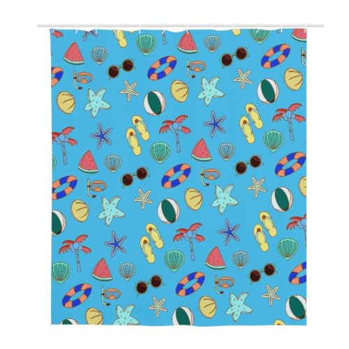 Rideau douche 180x220 bleu vert jaune rouge imperméable en tissu polyester - 3