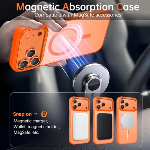 Image of YINLAI for iPhone 17 Pro Max Case 6.9-inch,Magnetic Compatible with MagSafe, Slim Matte Anti-Fingerprint, Shockproof Full Body Military Grade Protection for iPhone 17 Pro Max Cover, Cosmic Orange