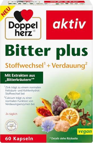 Doppelherz Bitter plus - Bitterkäuter - Cholin als Beitrag als Beitag zum Erhalt der normalen Leberfunktion - 60 Kapseln