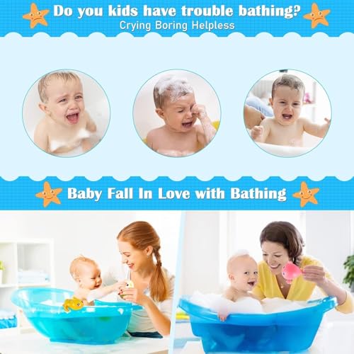 Image of Bliss HUES Dino Bath Toys for Babies &Toddlers- Mold-Free Wall Mount Waterfall Bath Toys (Swimming Turtle)