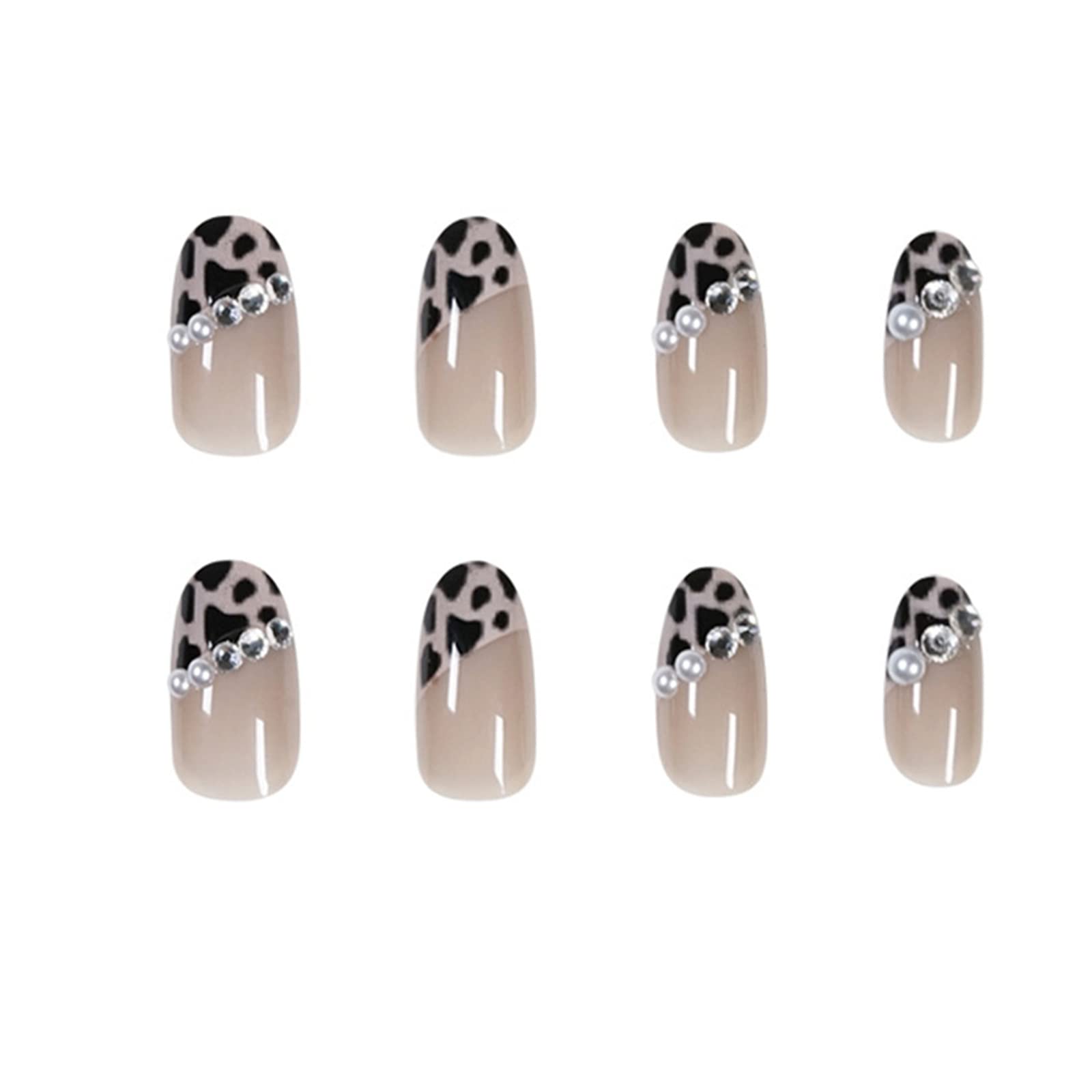 Unghie Finte Corte Affilate Copertura Completa Colla Inclusa Glitter Stampa Leopardo Stampa sulle Unghie 24 Pezzi Nail Art Tip con Scatola per Saloni di bellezza e Donne Nail Art fai da te