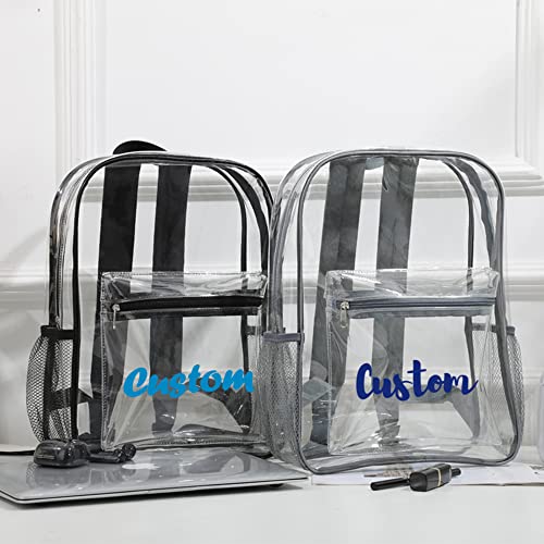 Personalized Clear Backpack Custom Name Clear Bookbag Customized Colorful Text, PVC Heavy Duty Transparent Backpack, Gifts4