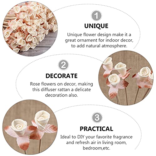 6 Palitos Difusores de Ratán Natural con Diseño Floral miniatura 7