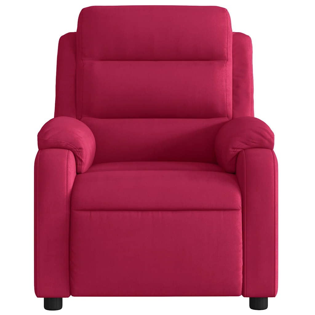 Fauteuil de relaxation en velours rouge vin avec fonction de couchage manuelle, cadre en bois et métal, 75 x 92,5 x 100 cm, confortable pour salon et jardin