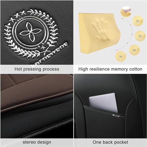 Image of Full Seat Covers for Volkswagen Golf SportWagen 2015-2019, Black-Coffee | Leather, waterproof full coverage, non-slip and scratch-resistant, all-seat protection for daily commuting
