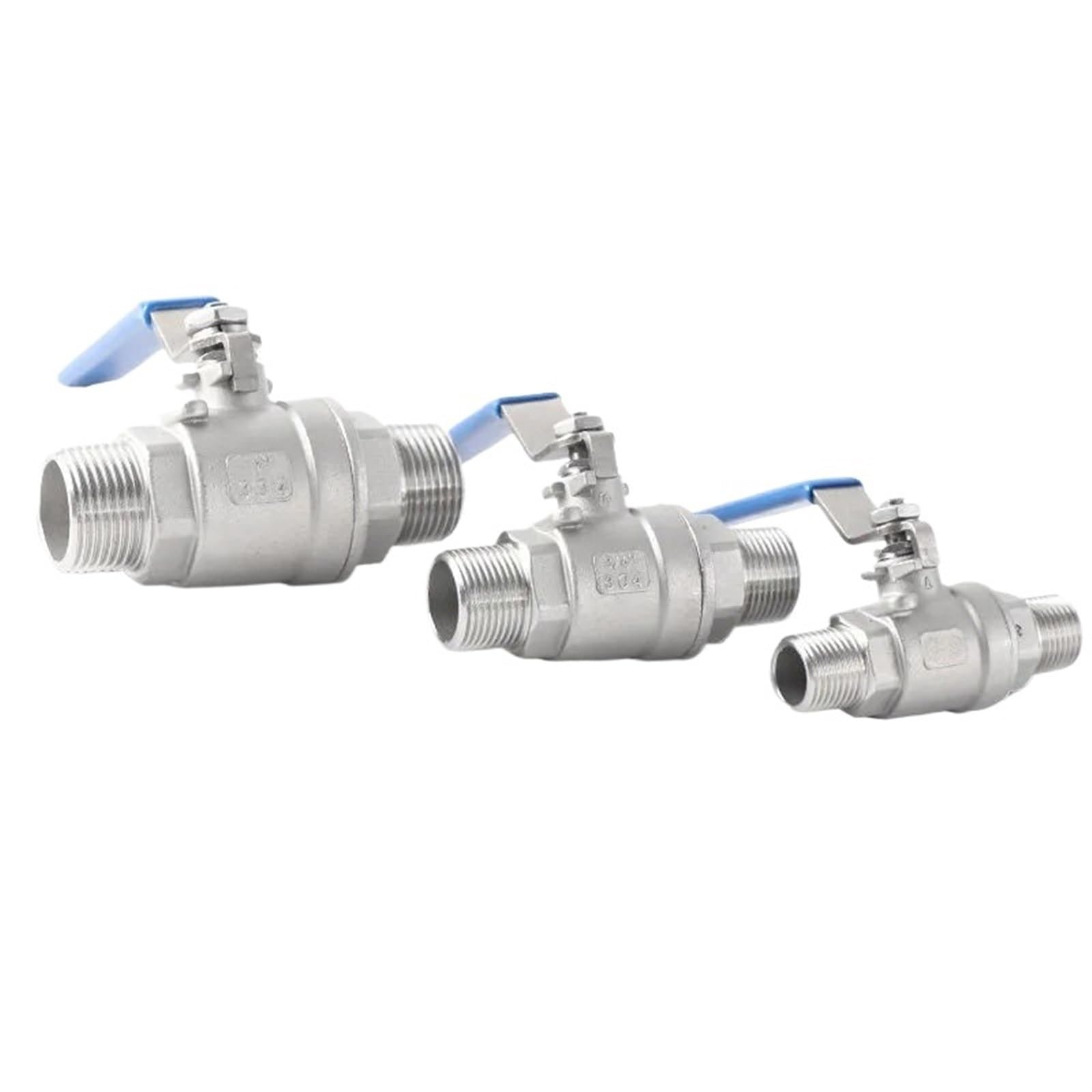 Robinet à tournant sphérique en inox 304 à 2 pièces pour circuit d'eau 1/2" et 3/4"