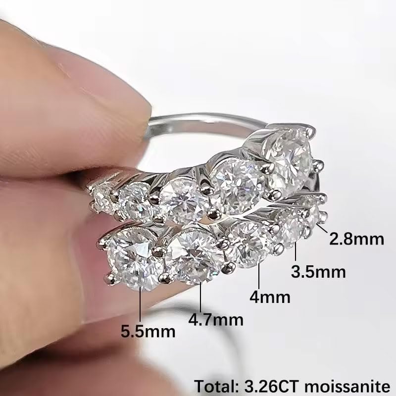 Moissanite Engagement Rings, 3.26cttw D Color VVS1 925 Sterling Silver Wedding Promise Eternity Band Rings for Women2