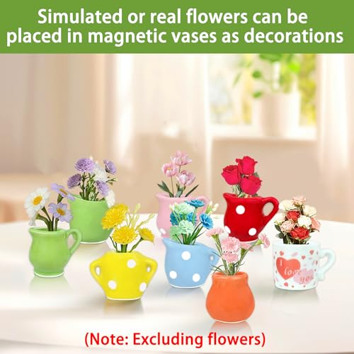 Set de 8 mini floreros magnéticos de cerámica miniatura 2