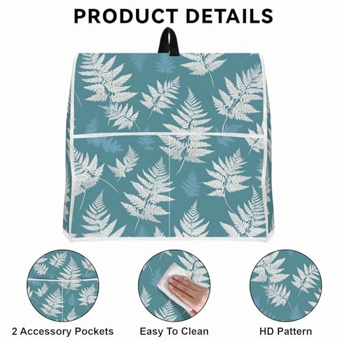 Image of 4.5 qt and All 5 qt Kitchen stand mixer Dust Cover, Kitchen Appliance Protective Covers with Top Handle and Pocket, Blue leaves