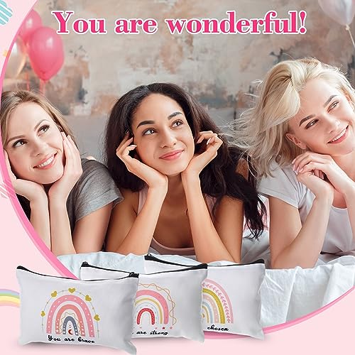 Ganeen 24 Pcs Christmas Inspirational Cosmetic Bags for Women Small Makeup Bag Makeup Pouch with Zipper Motivational Quotes for Women Coin Purse Girlfriends Coworkers Friends Gift(Elegant)2
