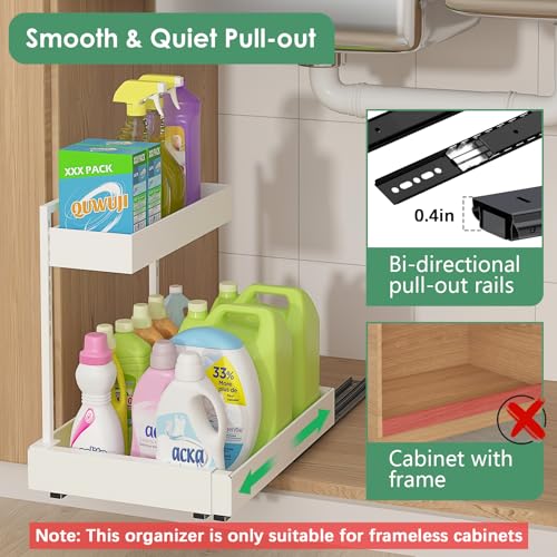 Image of REALINN L-Shaped Under Sink Organizer with 6-Level Height Adjustment