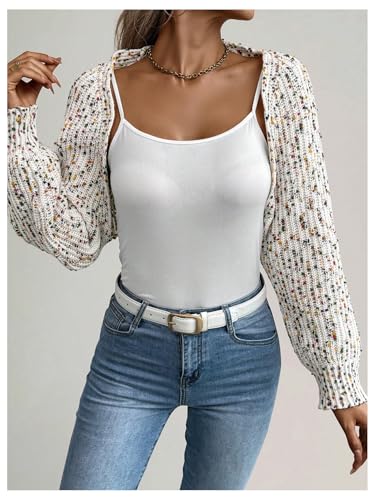 MakeMeChic Women's Open Front Long Sleeve Sweater Knit Cropped Cardigan Shrug Outerwear4