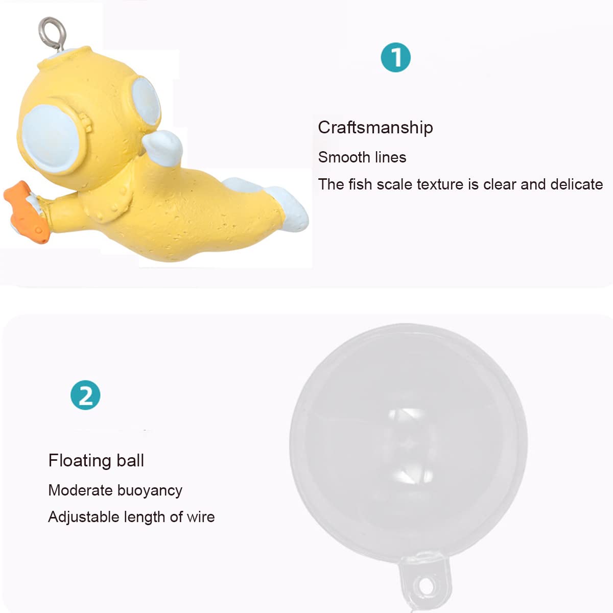 Confezione da 2 Decorazioni Galleggianti per Acquari Decorazione per Acquario Subacqueo Carino Accessori per Acquari Compagno di Giochi per Pesci,A