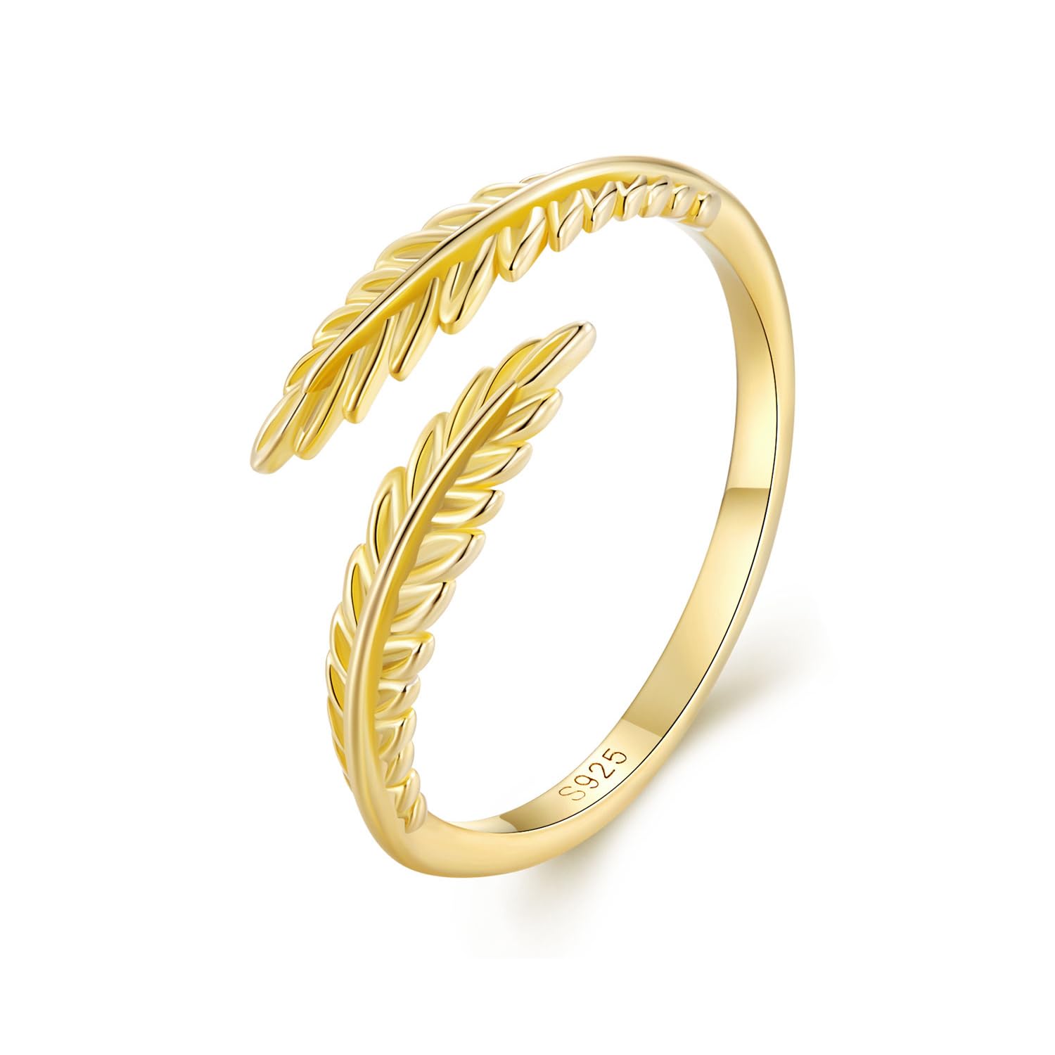 Anillo de Rama Ajustable de Laurel con Hojas de Rosa de Plata de Ley 925, joyería