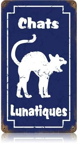 Losea Chats Lunatiques - Letrero de metal para pared, decoración para sala de estar, arte vintage, cafetería, bar, decoración del hogar, regalos,