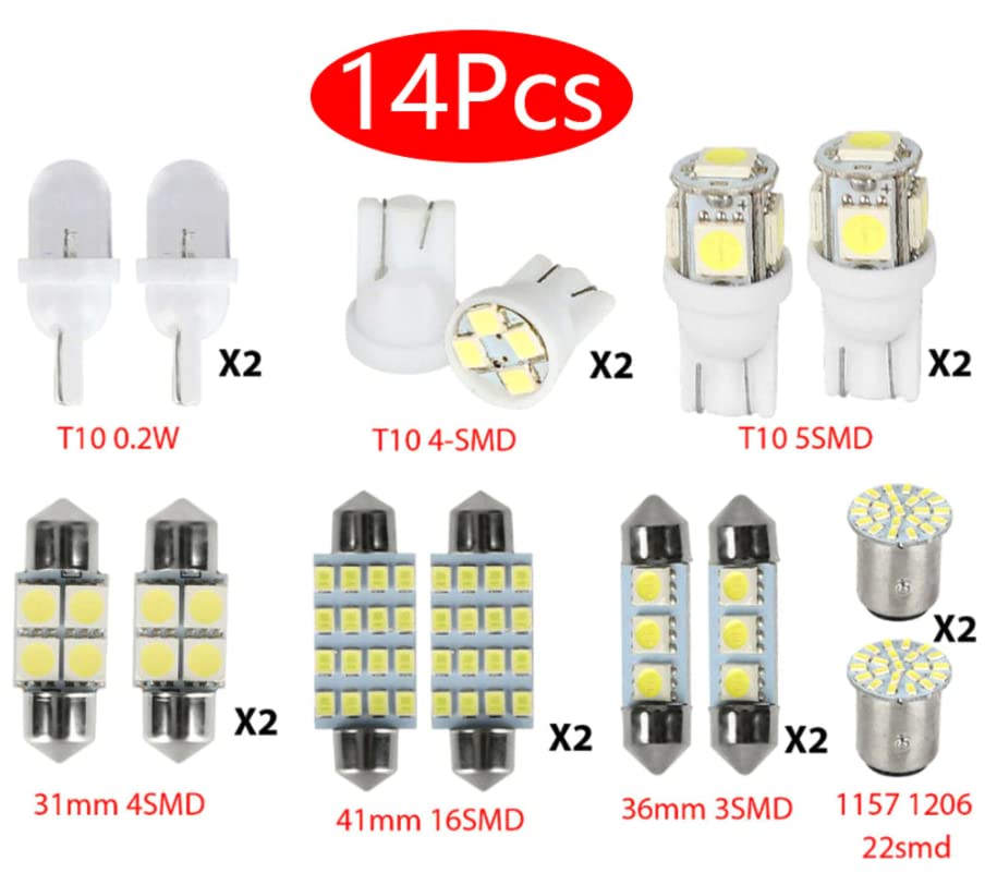 14 Piezas Kit LED T10 36mm para Interior de Auto miniatura 4