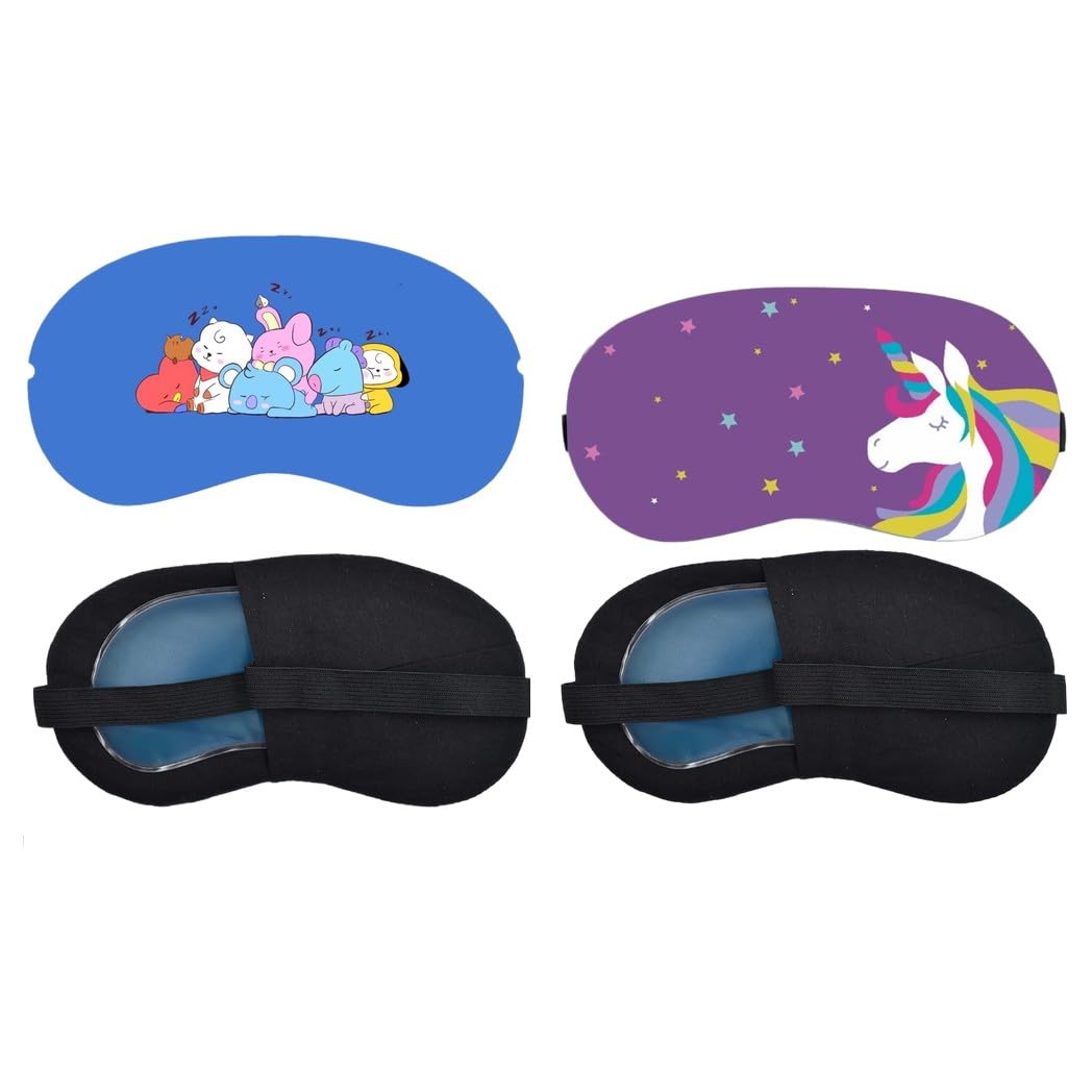 Aoxeria Kawaii Friends, Rainbow Unicorn Sleeping Eye Mask Combo, Soft Comfortable Light-Blocking Eye Cover for Women, Men & Kids, Reusable Blindfold for Night Sleep, Nap, Travel, Flight (Pack of 2)-image-32