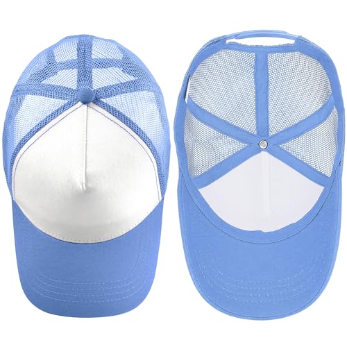 Image of Falari 5-Panel Mesh Baseball Cap, Trucker Hat, Structured Plain Design, Cotton, Adjustable Size