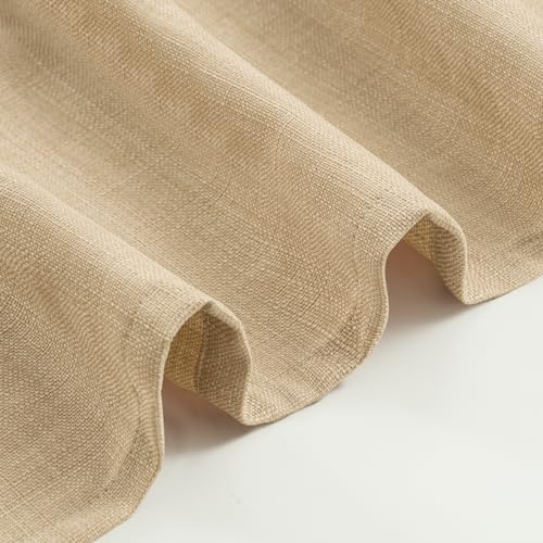 Image of LAMIT Natural Tan Linen Curtains 80 Inch Long 2 Panels Set, Grommet Light Filtering Bedroom Living Room Curtains Semi Sheer Privacy Burlap Window Panels for Farmhouse, 52 x 80 Inch