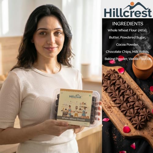 Image of Hillcrest Bakery Whole Wheat Chocos Cookies, 220 Grams | Premium Baked Snack | Crispy & Delicious | Tea Time Treat | Suitable for Everyday Snacking | Hygienically Packed