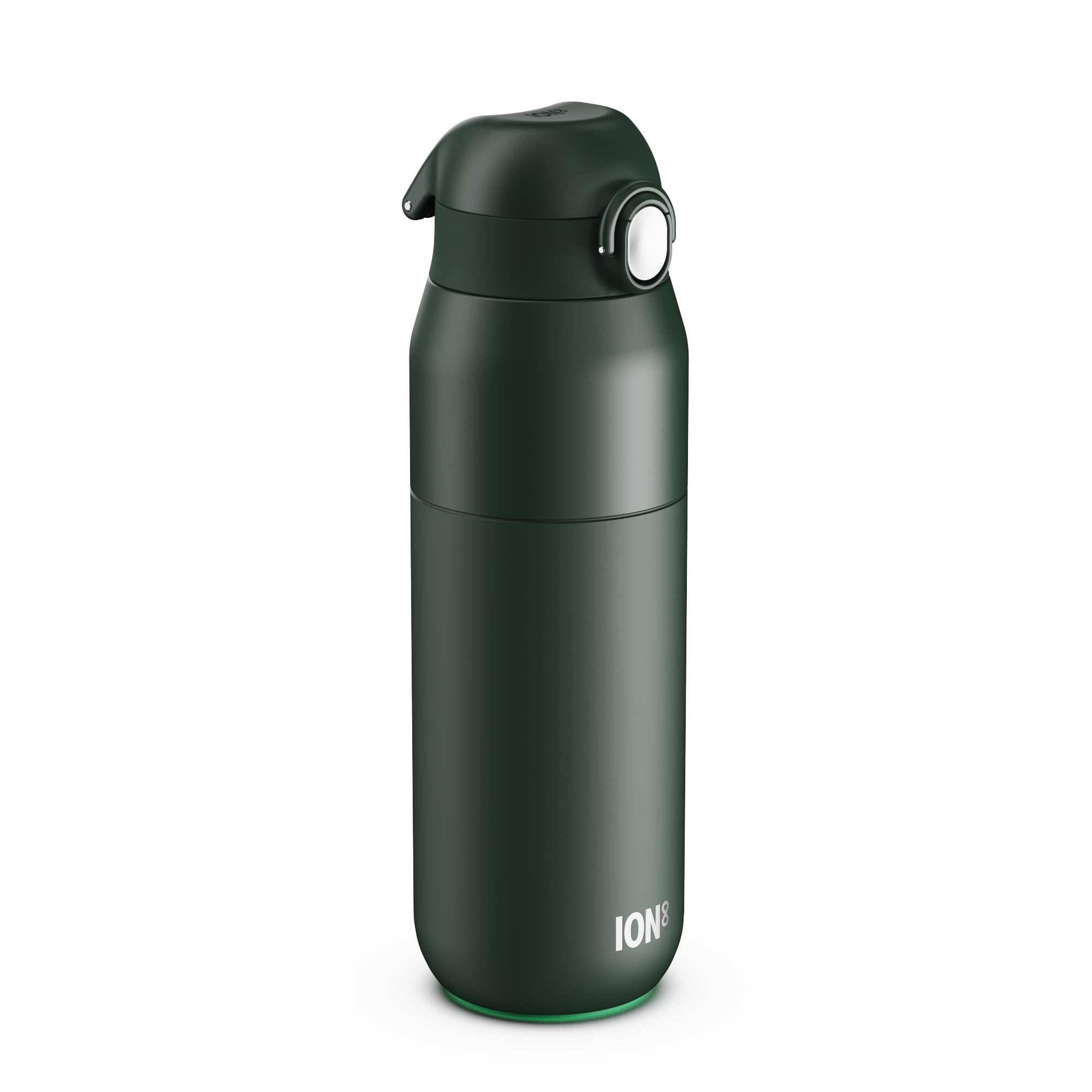 ION8 Primo Revive Insulated Water Bottle 540 ml (18 oz)– Leakproof Stainless Steel Bottle with Flip Lid, One Touch Open, Fast Flow, Vacuum Insulated Hot & Cold, Dishwasher Safe, Dark Green