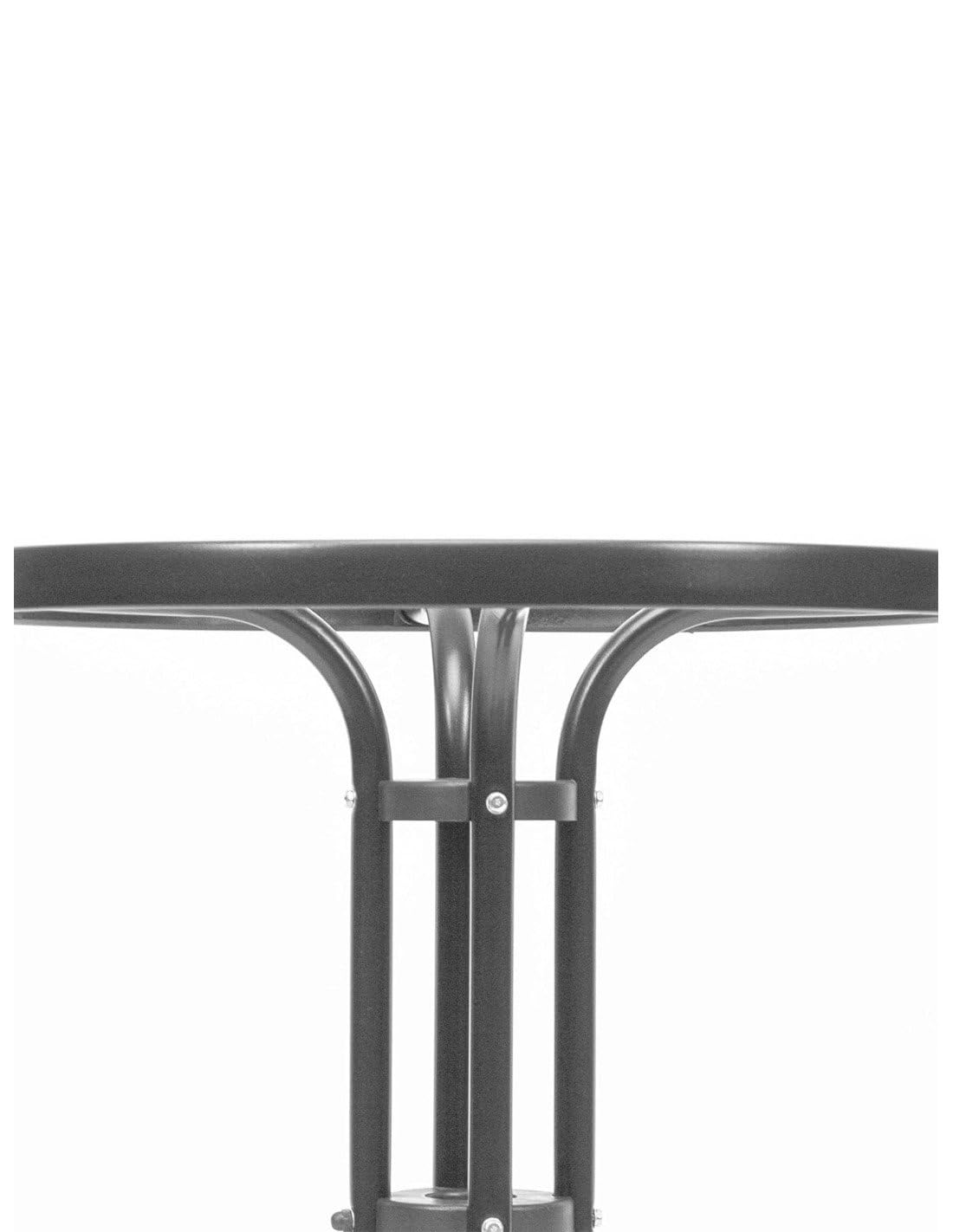 Jardin202 - Mesa de Cristal Redonda con Base metálica | Ideal para Terraza, Jardín o Balcón | 60x70cm | (Gris)