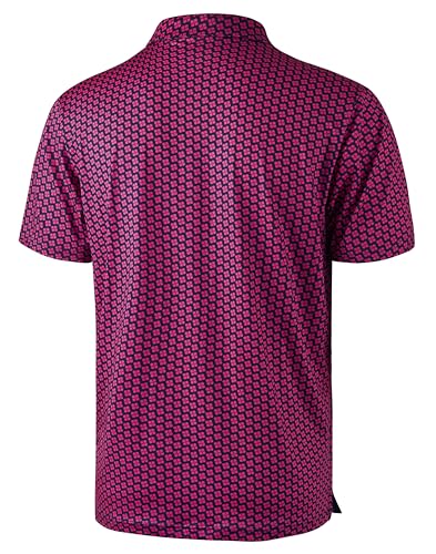 Image of Obla Mens Golf Polo Shirts Short Sleeve Dry Fit Performance Moisture Wicking Casual Print Collared Golf Shirts for Men