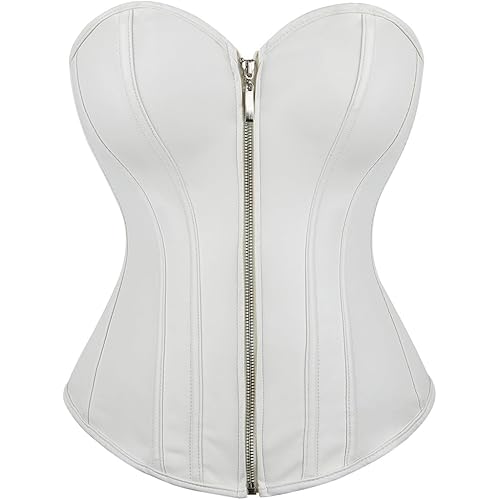 Kranchungel Womens Steampunk Leather Corset: Gothic Faux Leather Corsets Top Halloween Costumes Photoshoot for Cosplay Lovers