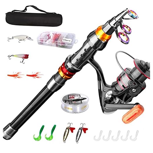Telescopic Fishing Rod and Reel Combos, FISHOAKY Carbon Fiber Fishing Pole Kit with Spinning Reel Line Lures Hooks and Fishing Carrier Bag for Saltwater Freshwater Adults, 1.8M (1.8M)